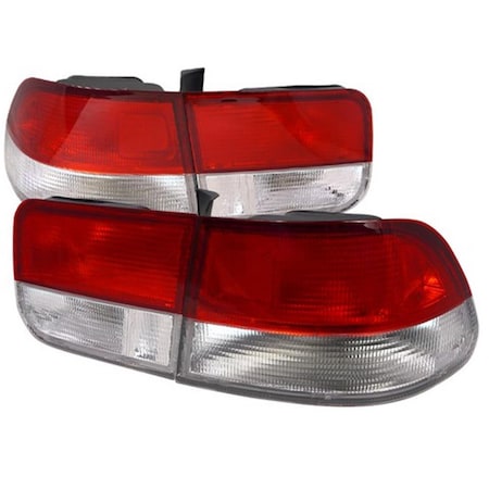 Overtime Tail Lights for 96 to 00 Honda Civic, Red & Clear - 8 x 11 x 20 in. OV18293